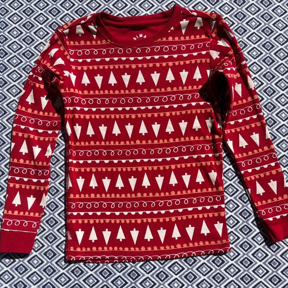 Primary "Tinsel Trees" Holiday Long-Sleeve Pajama Top and Pants, Size 6-7, VGUC - Picture 2 of 10
